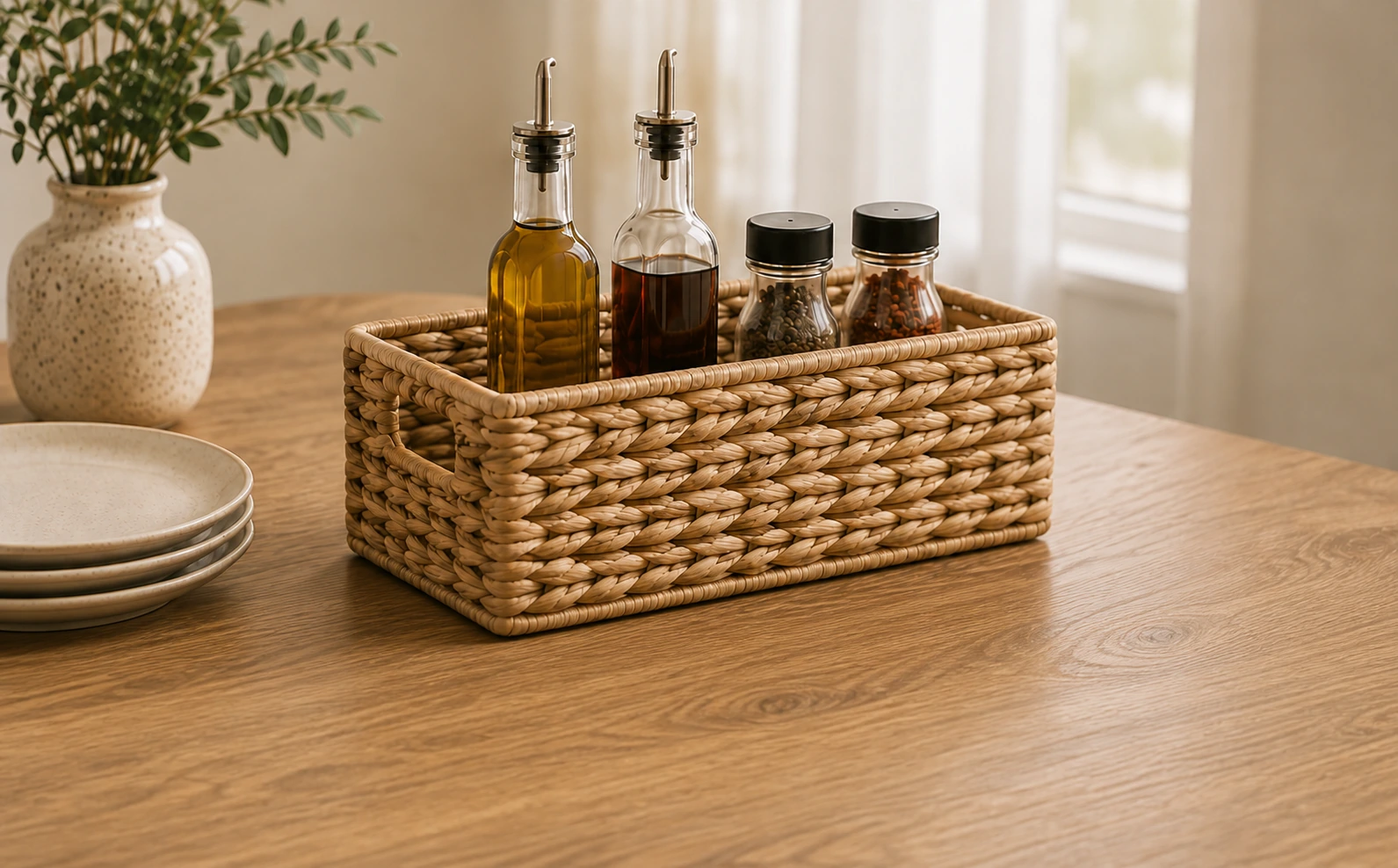 Rectangular Woven Condiment Caddy
