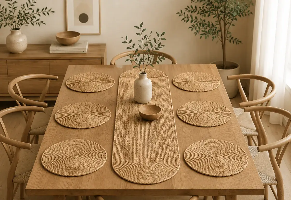 Braided Jute Table Runner and Placemat Set