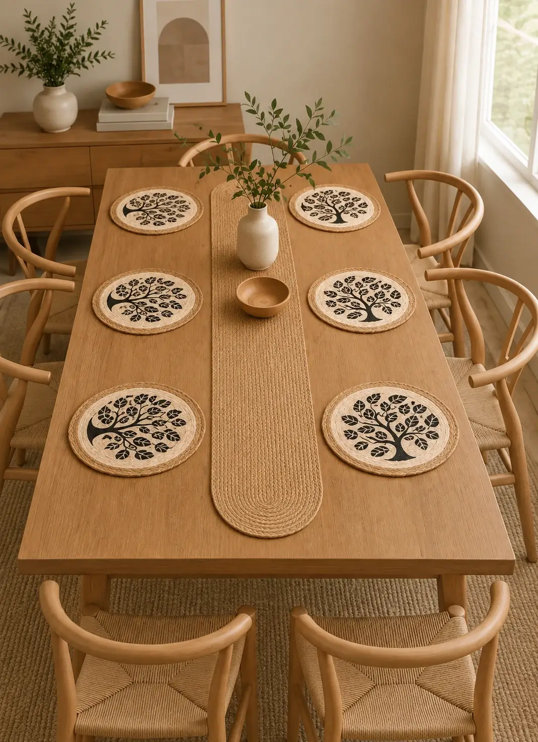 Floral Round Placemat and Table Runner Set